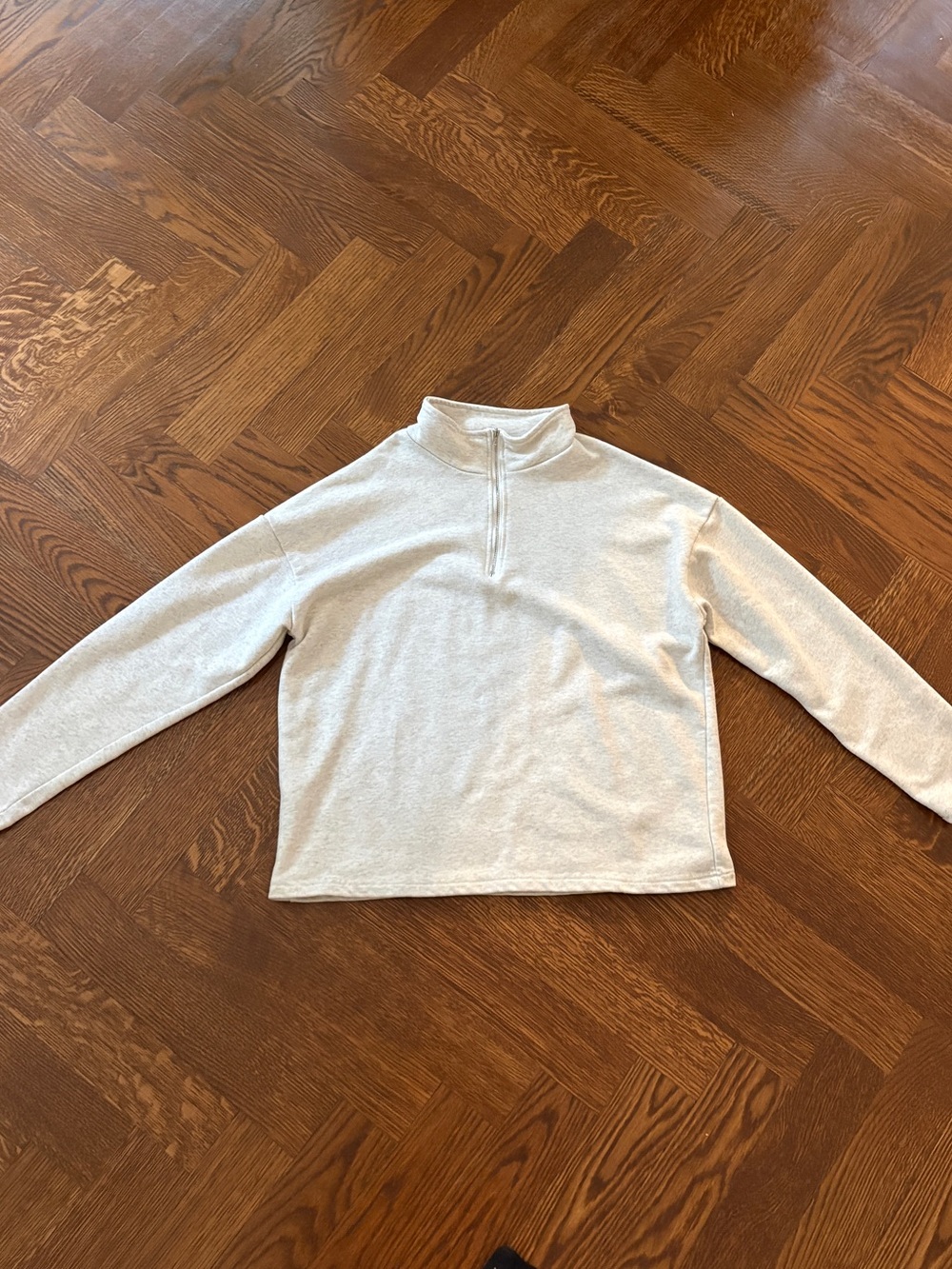 White/light grey heathered quarter zip sweatshirt size XS/S